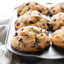 Chocolate chip muffins in jumbo muffin pan
