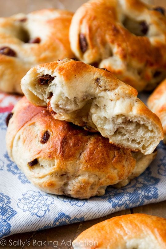 stack of cinnamon raisin bagels