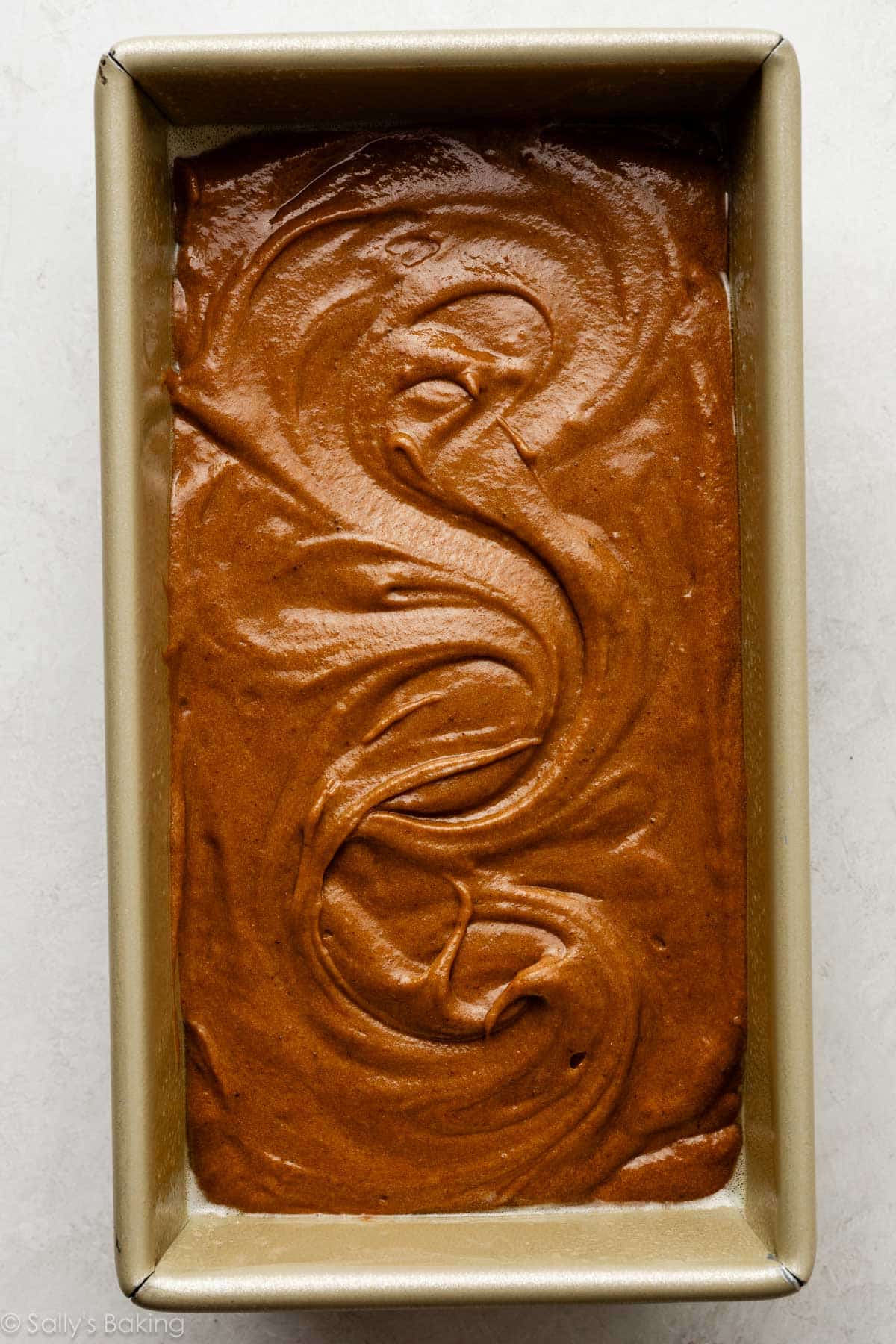 batter in loaf pan.