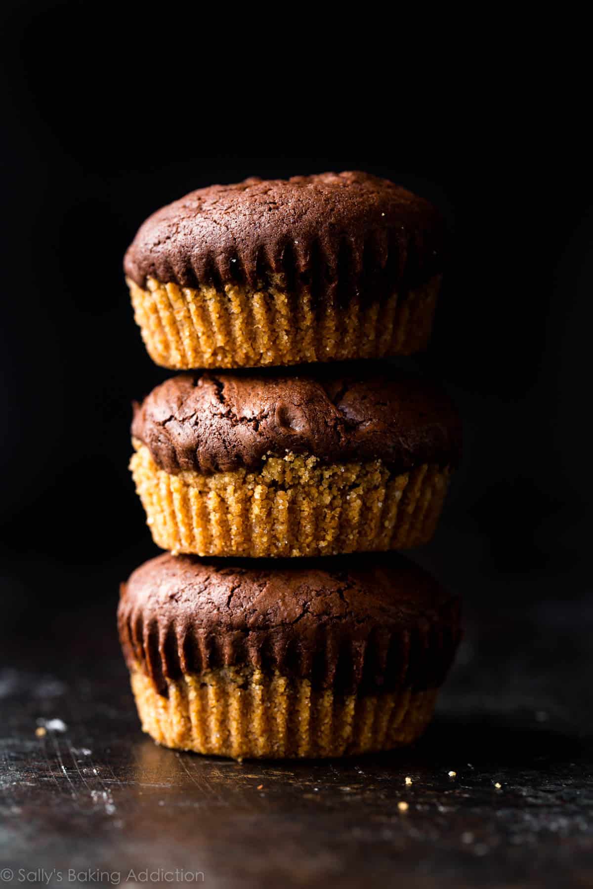 stack of brownie cupcakes