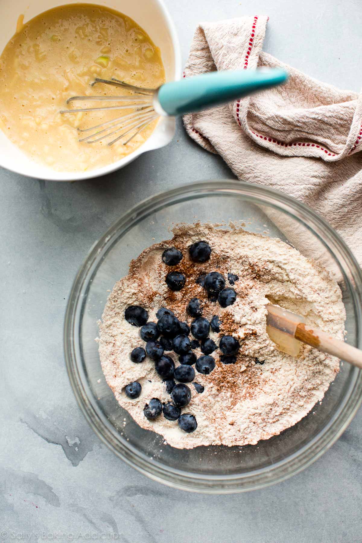 2 bowls of wet and dry ingredients