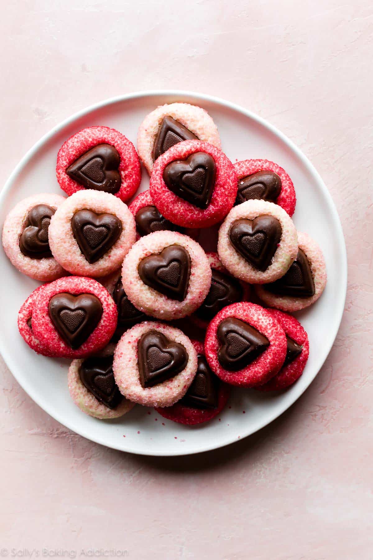 Sparkle sweetheart cookies on a plate