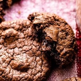 brownie cookies with one broken in half