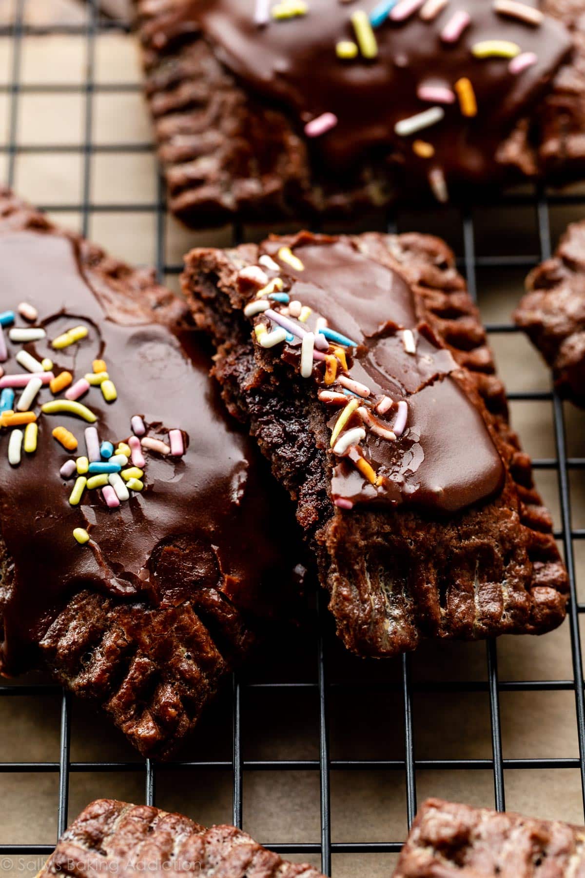 homemade chocolate pop tart cut in half